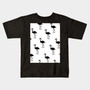 Monochrome Flamingos Kids T-Shirt